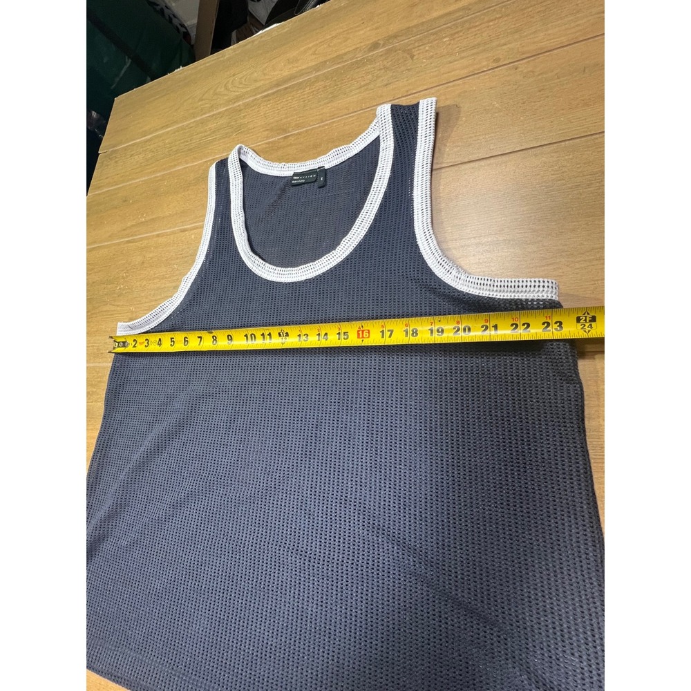 ASOS DESIGN Mens 2XL Navy Blue Mesh Tank Top White Trim 134147878 - Picture 6 of 7